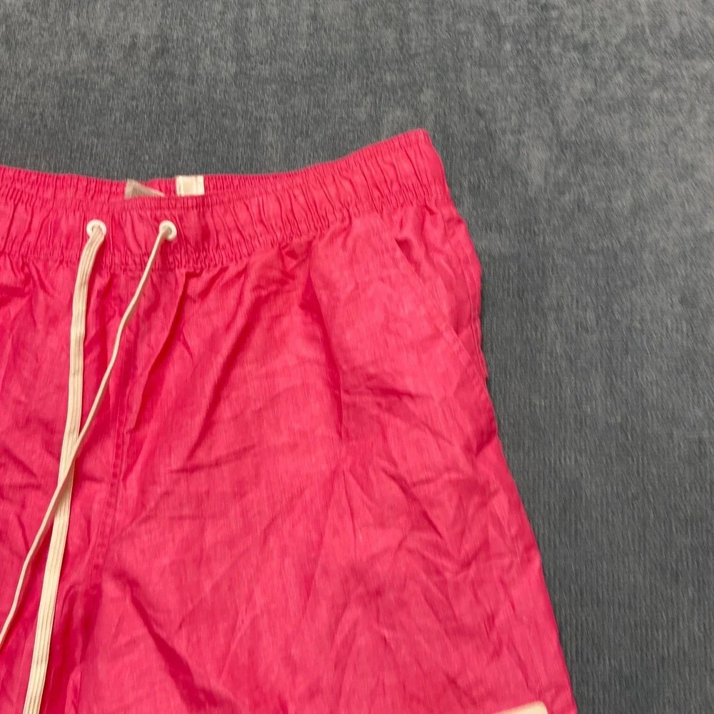 Calvin Klein Trunks Shorts Men Pink Logo Patch Drawstring Slash Pockets Swimwear